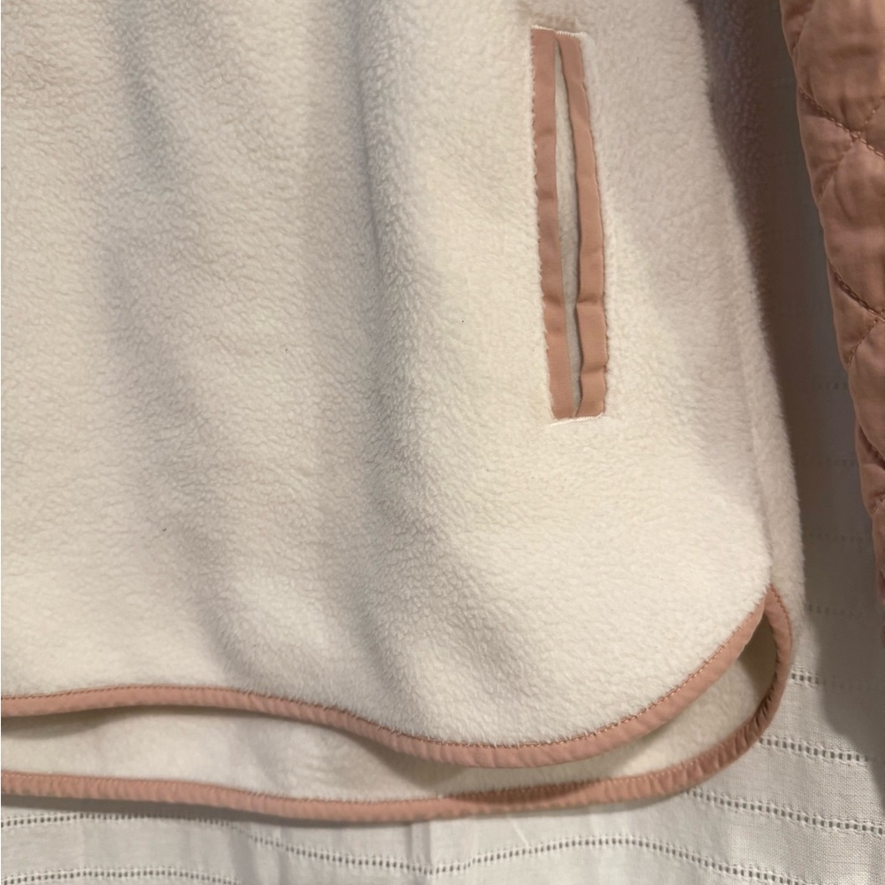Abercrombie & Fitch Asymmetrical Snap Fleece Ivory and Pink Size Small - Picture 4 of 9